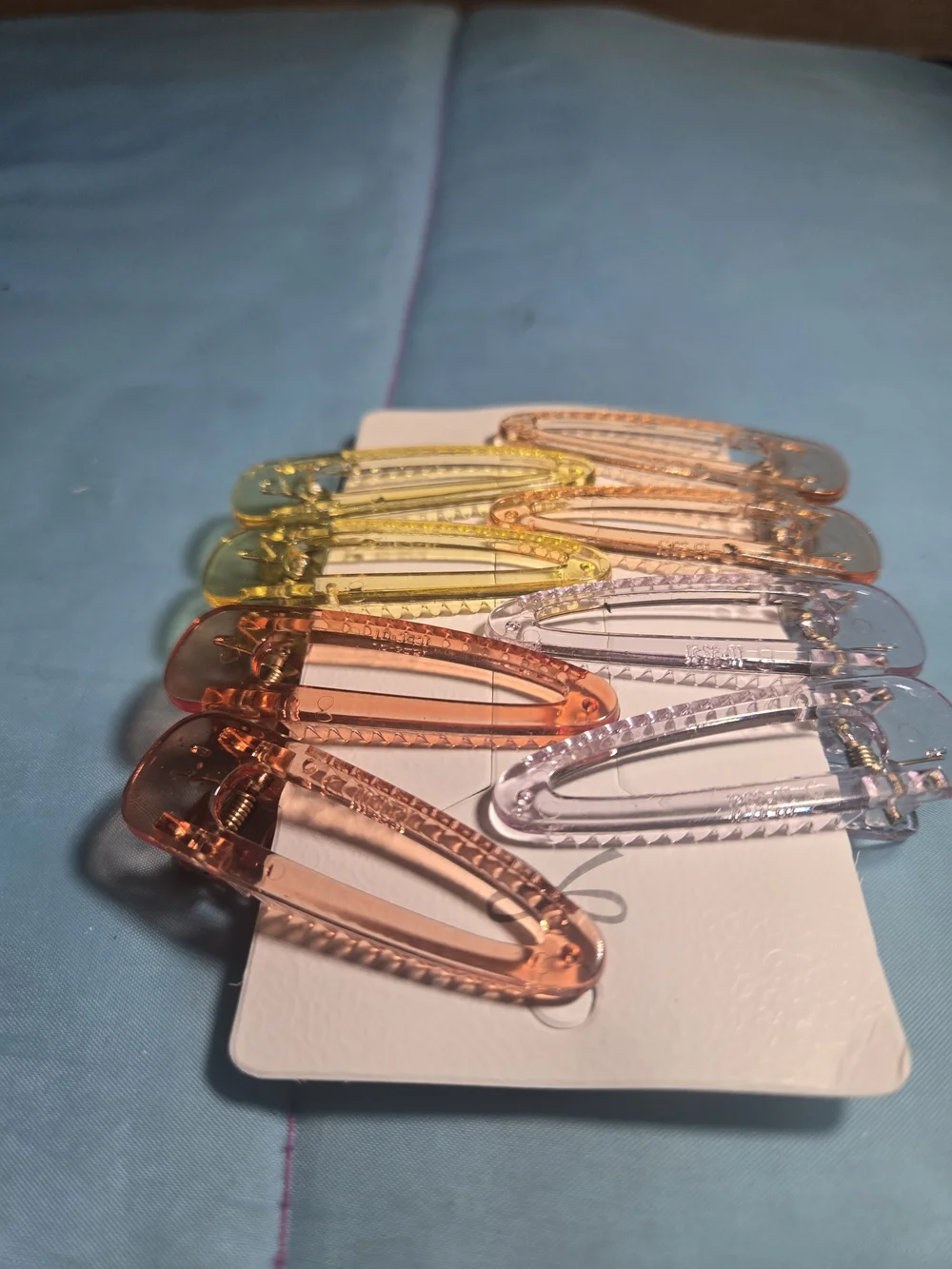 Acrylic Resin Triangle Clear Transparent Candy Colorful Hair Clips Set Of 8 New